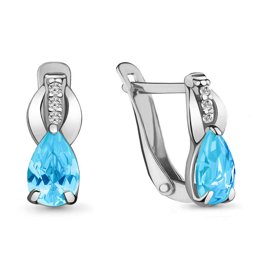 Серьги из серебра с стеклом Aquamarine 46865101Б