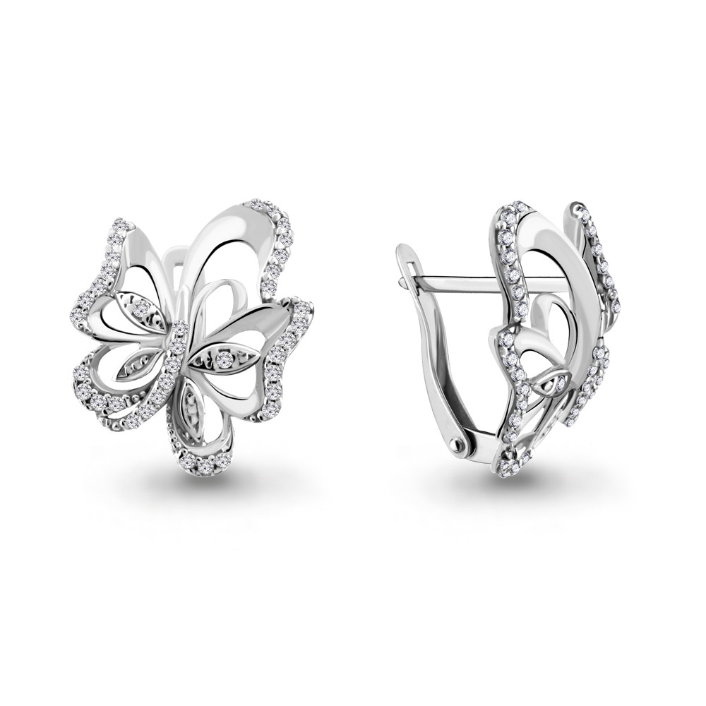 Серебряные серьги с фианитом Aquamarine 46507А
