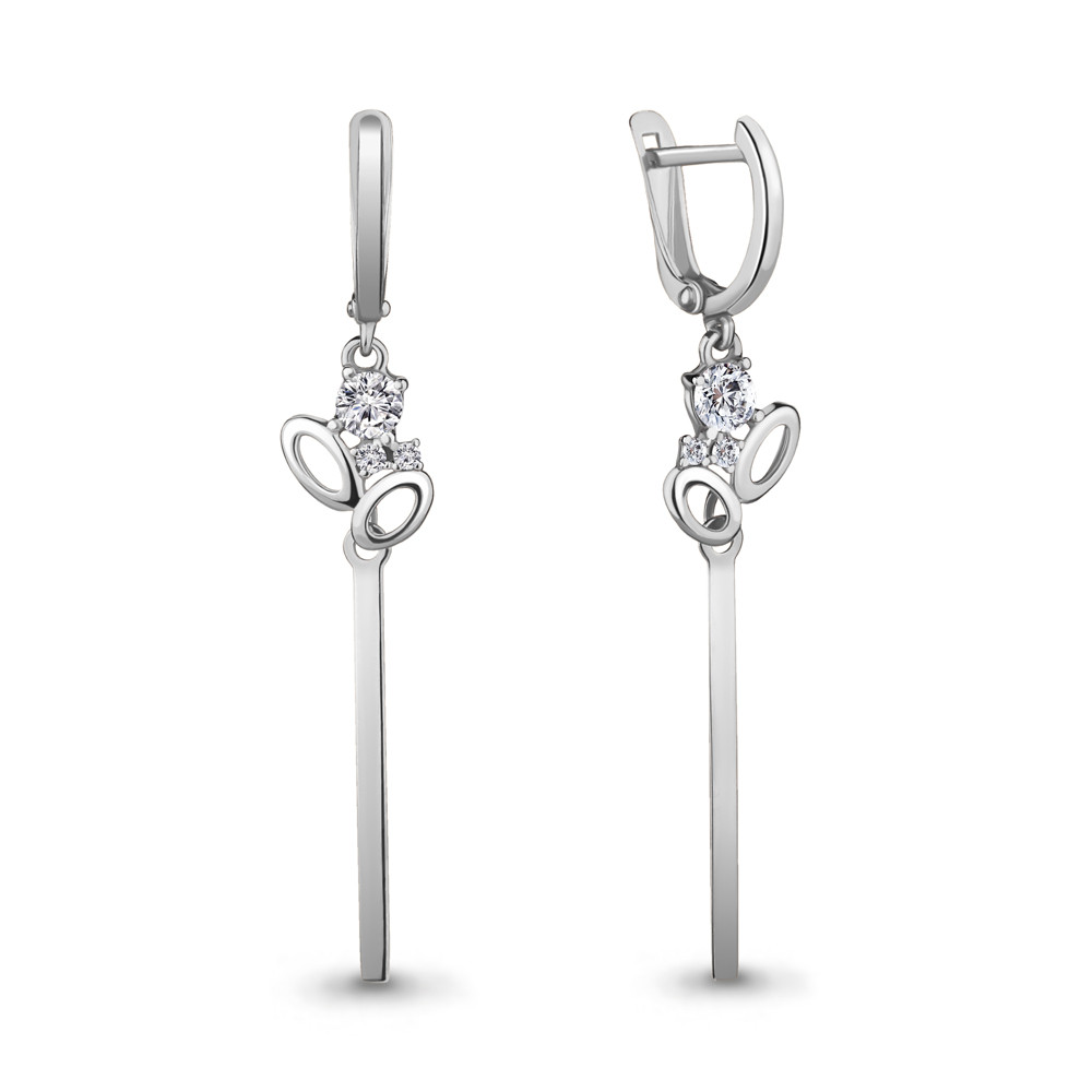 Серебряные серьги с фианитом Aquamarine 46778А
