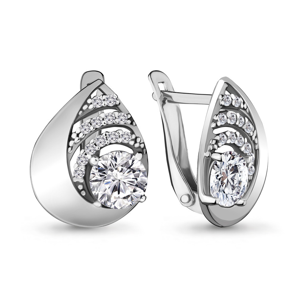 Серебряные серьги с фианитом Aquamarine 48037А
