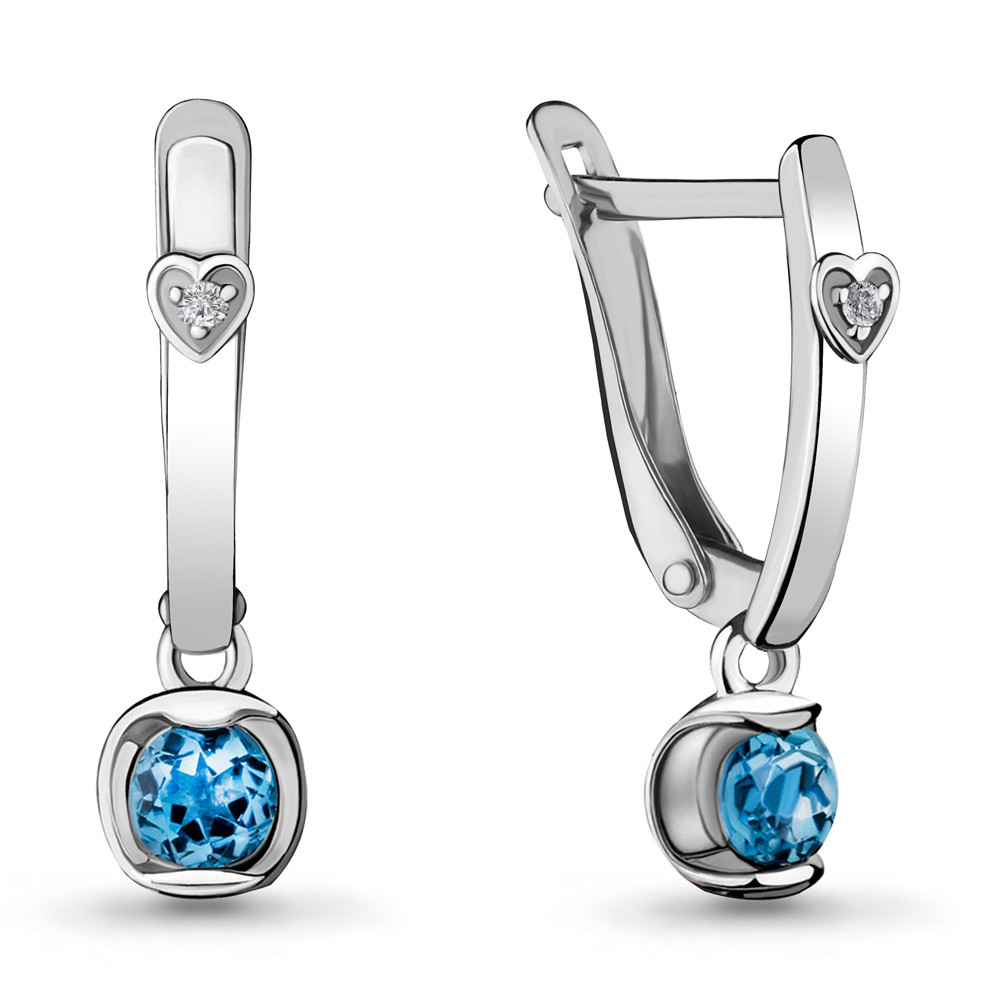 Серьги из серебра с топазом свисс и фианитом Aquamarine 4715105А
