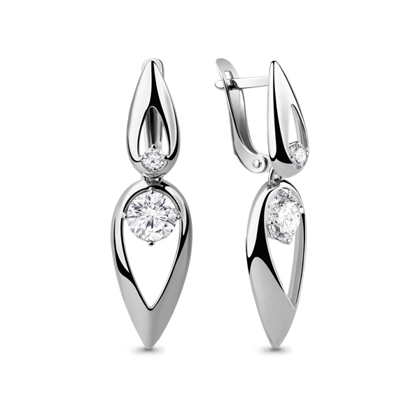 Серьги из серебра с фианитом Aquamarine 46045