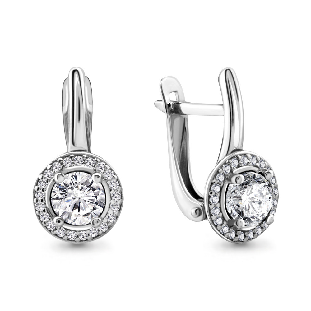 Серебряные серьги с фианитом Aquamarine 42983А