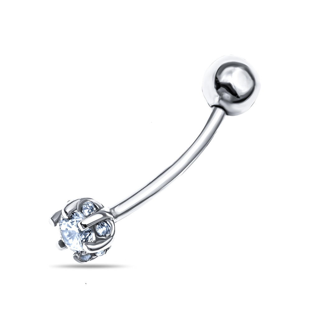 Серьги Aquamarine серебро с родием, фианит, круг 70512А