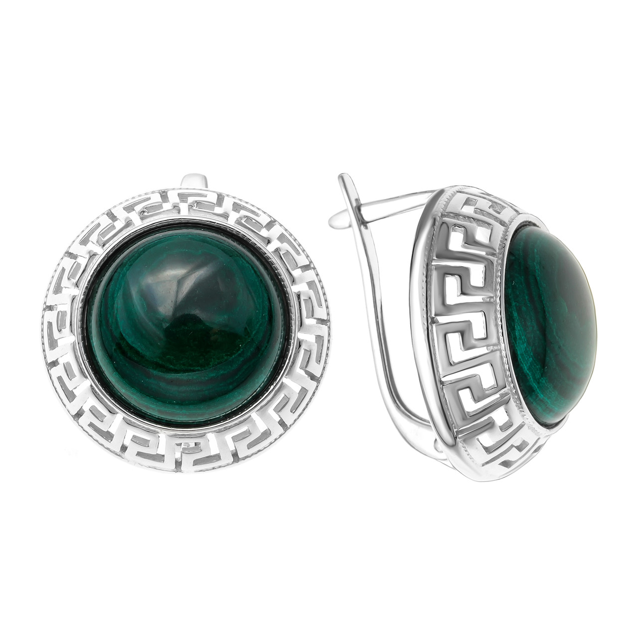 Серьги из серебра с малахитом Приволжский Ювелир 341988-ML