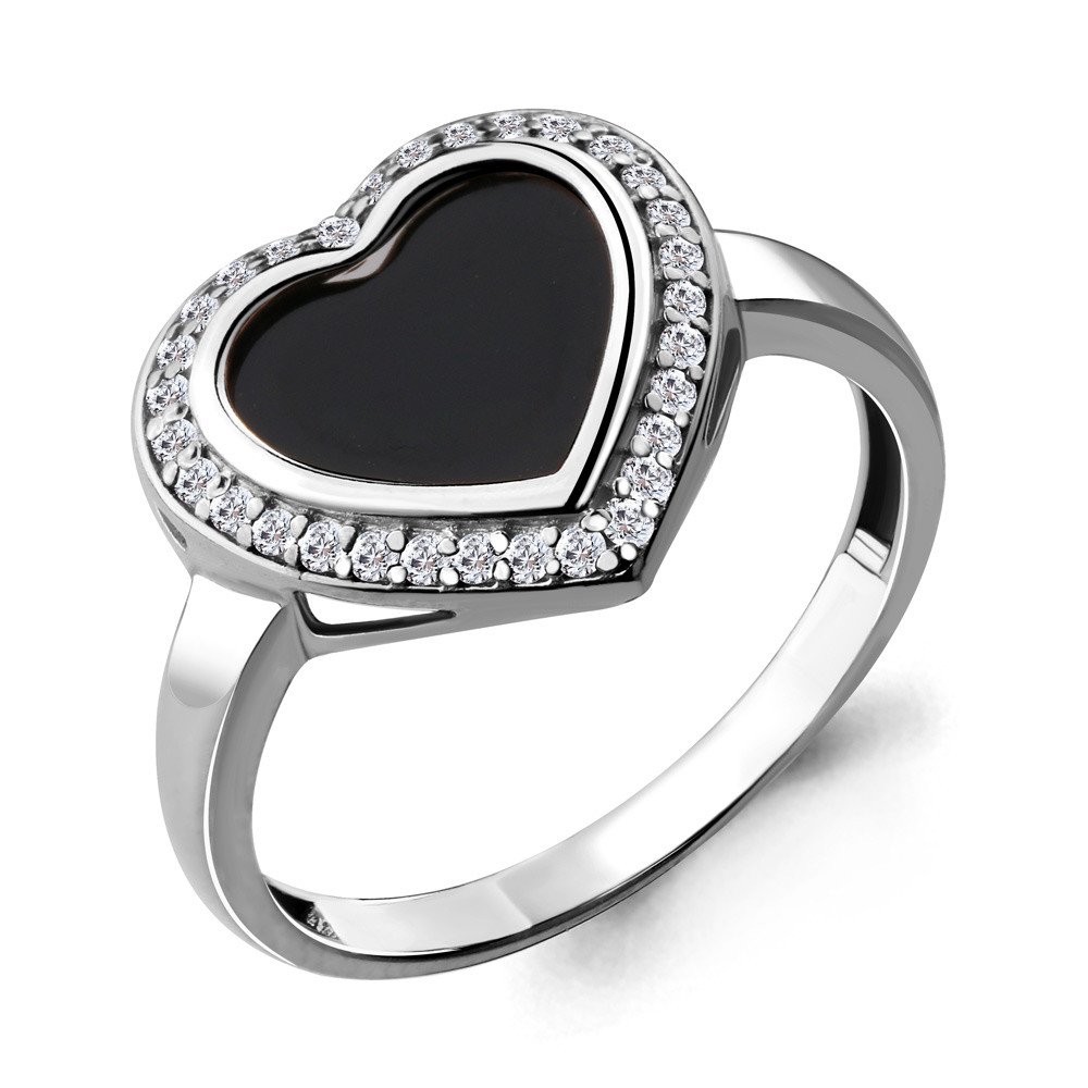 Серебряное кольцо с стеклом и фианитом Aquamarine 68303АЧ