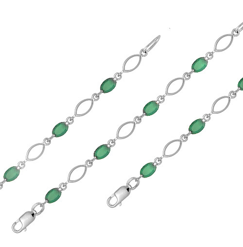 Серебряный браслет с агатом зеленым Teosa 500-094-AG-r