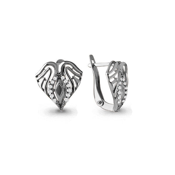 Серебряные серьги с фианитом Aquamarine 45637А