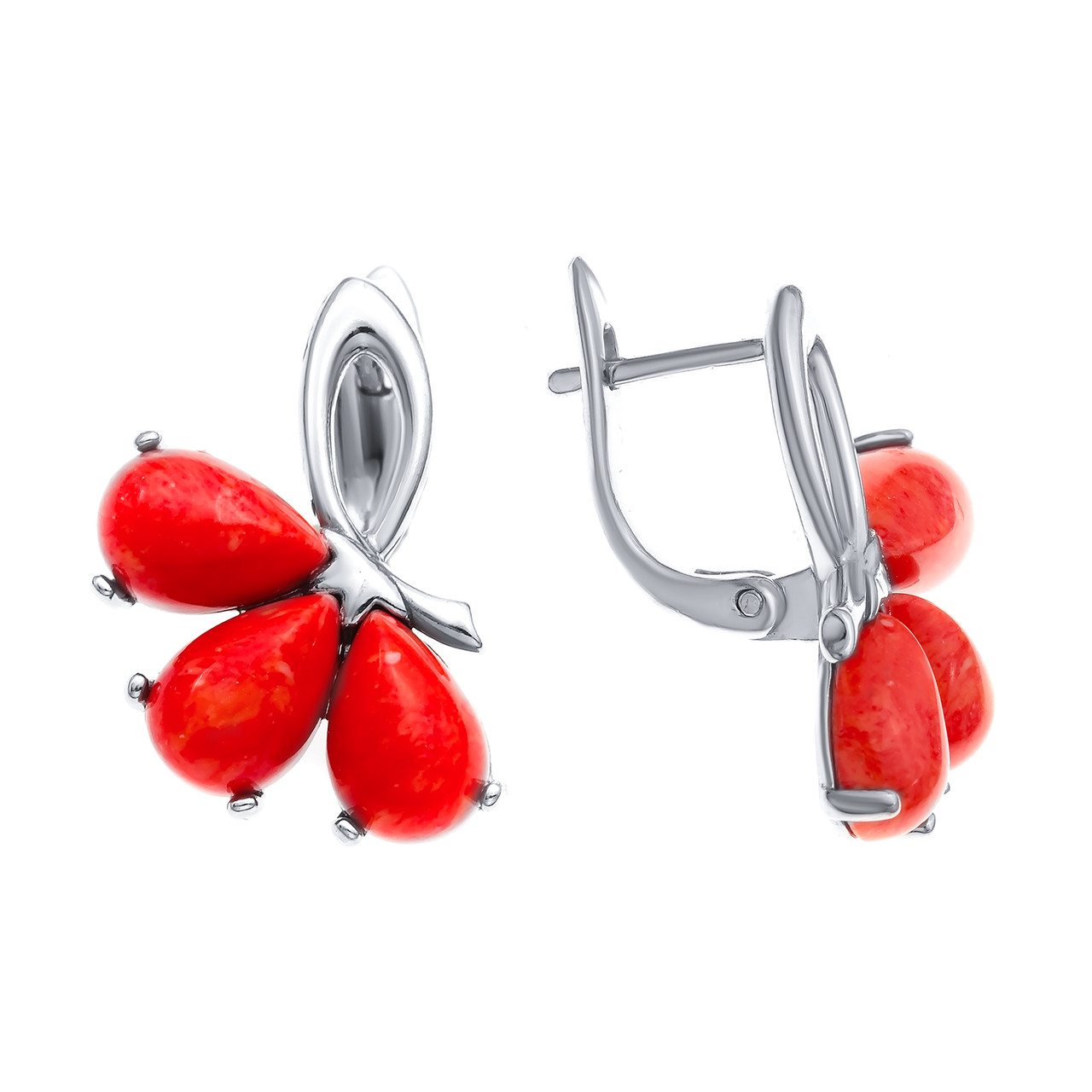 Серьги из серебра с кораллом синт. Darwin 929081042aa