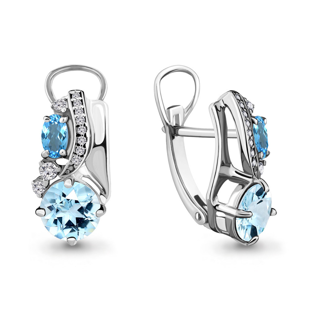 Серьги из серебра с топазом и Aquamarine 4708182А