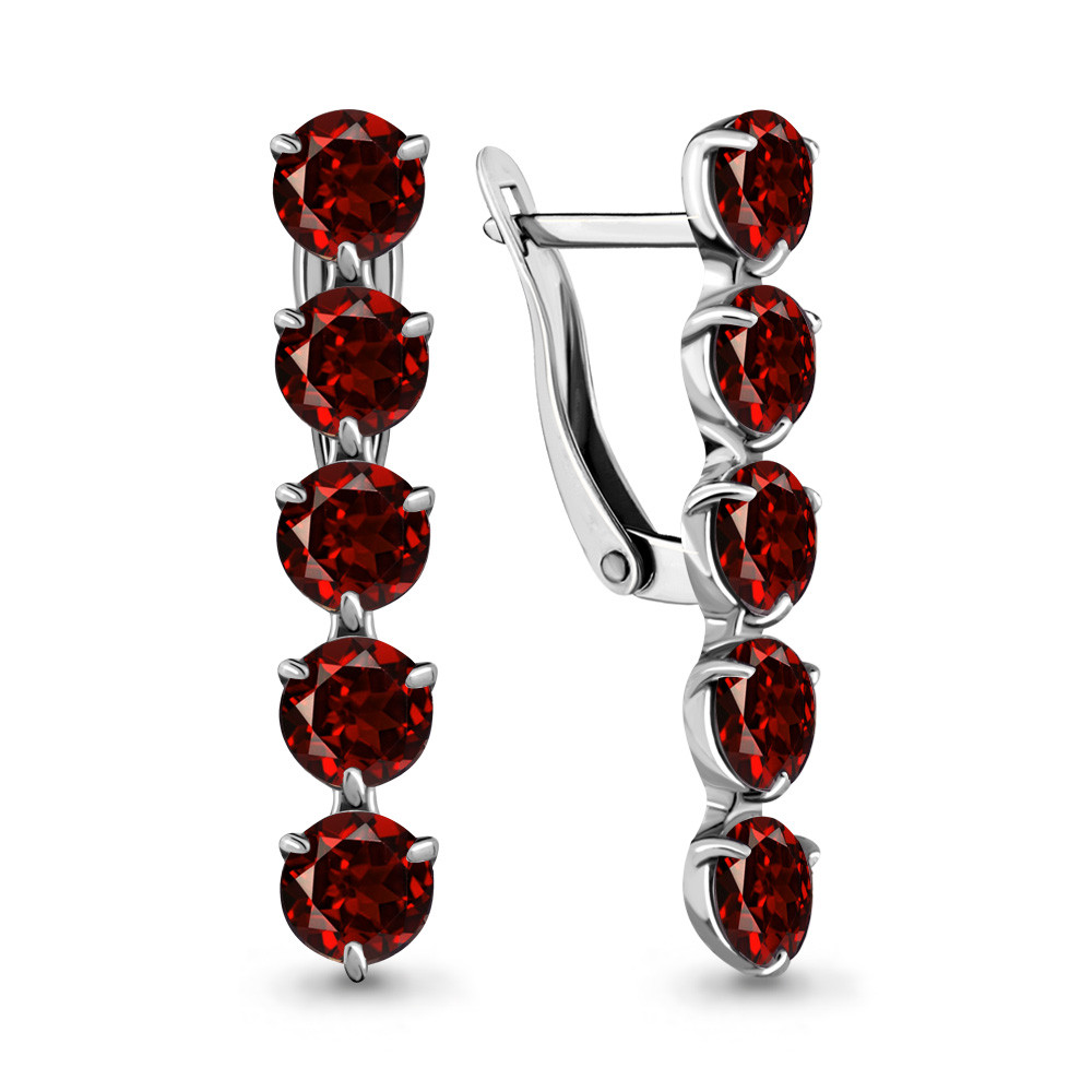 Серьги из серебра с гранатом и нано изумрудом Aquamarine 4706803