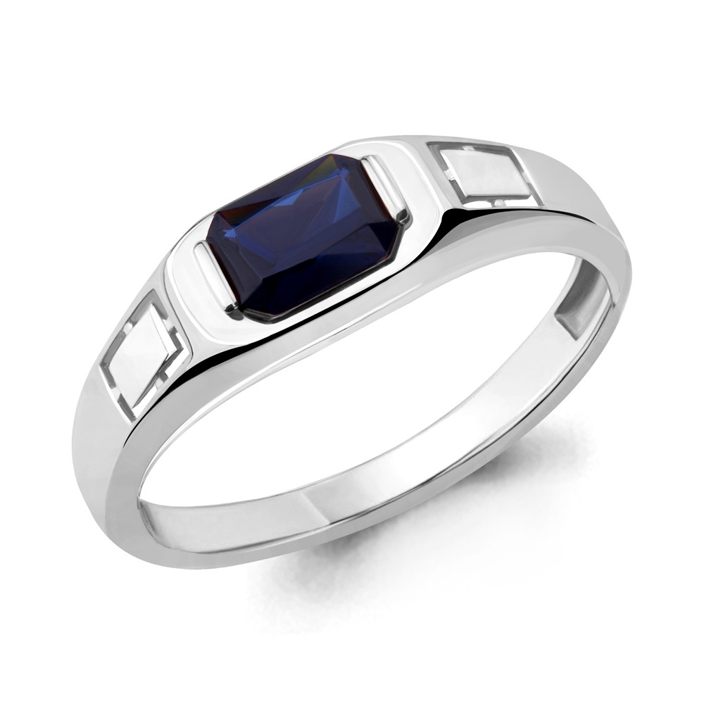 Серебряное кольцо с наносапфиром синт. Aquamarine 68430Н
