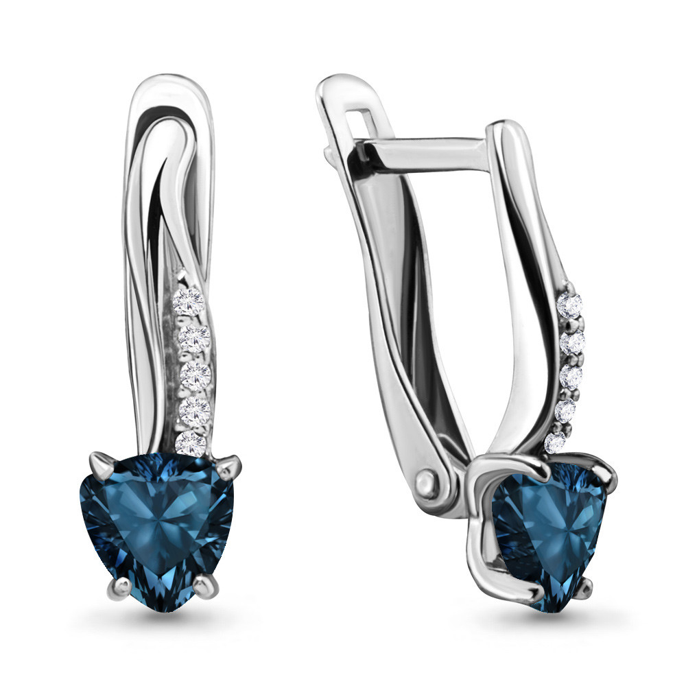 Серьги из серебра с топазом лондон и топазом Aquamarine 4418808А