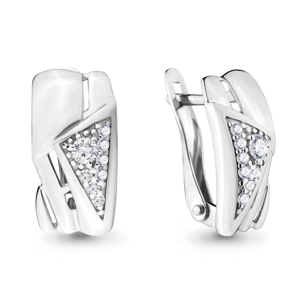 Серебряные серьги с фианитом Aquamarine 46472А