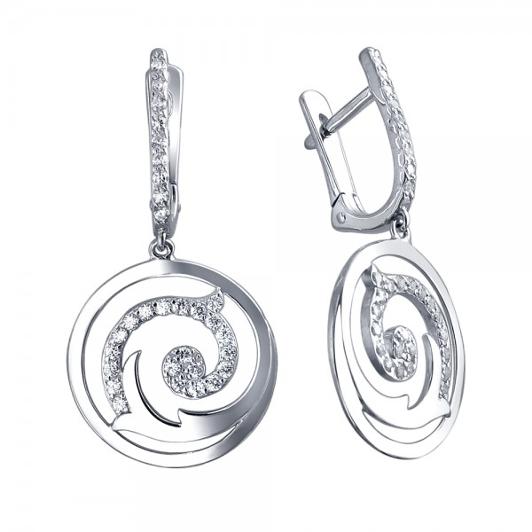 Серьги из серебра с фианитом Эстет 01С155020