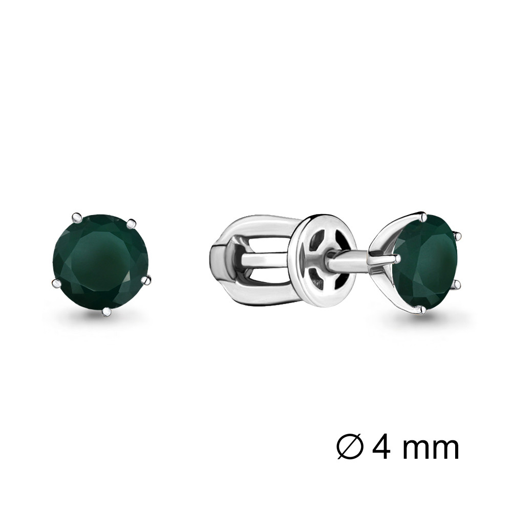 Серьги Aquamarine серебро с родием, агат зеленый, "каратник" 4403609