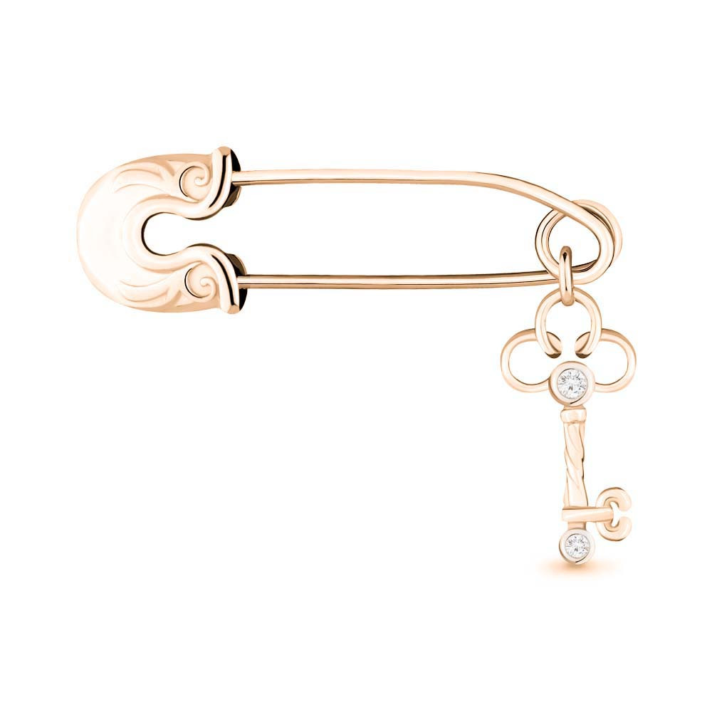Булавка из серебра с фианитом Aquamarine 72596А#