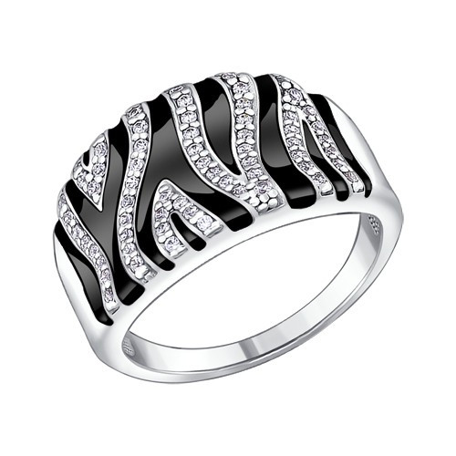 Серебряное кольцо с фианитом и эмалью SOKOLOV 94010299