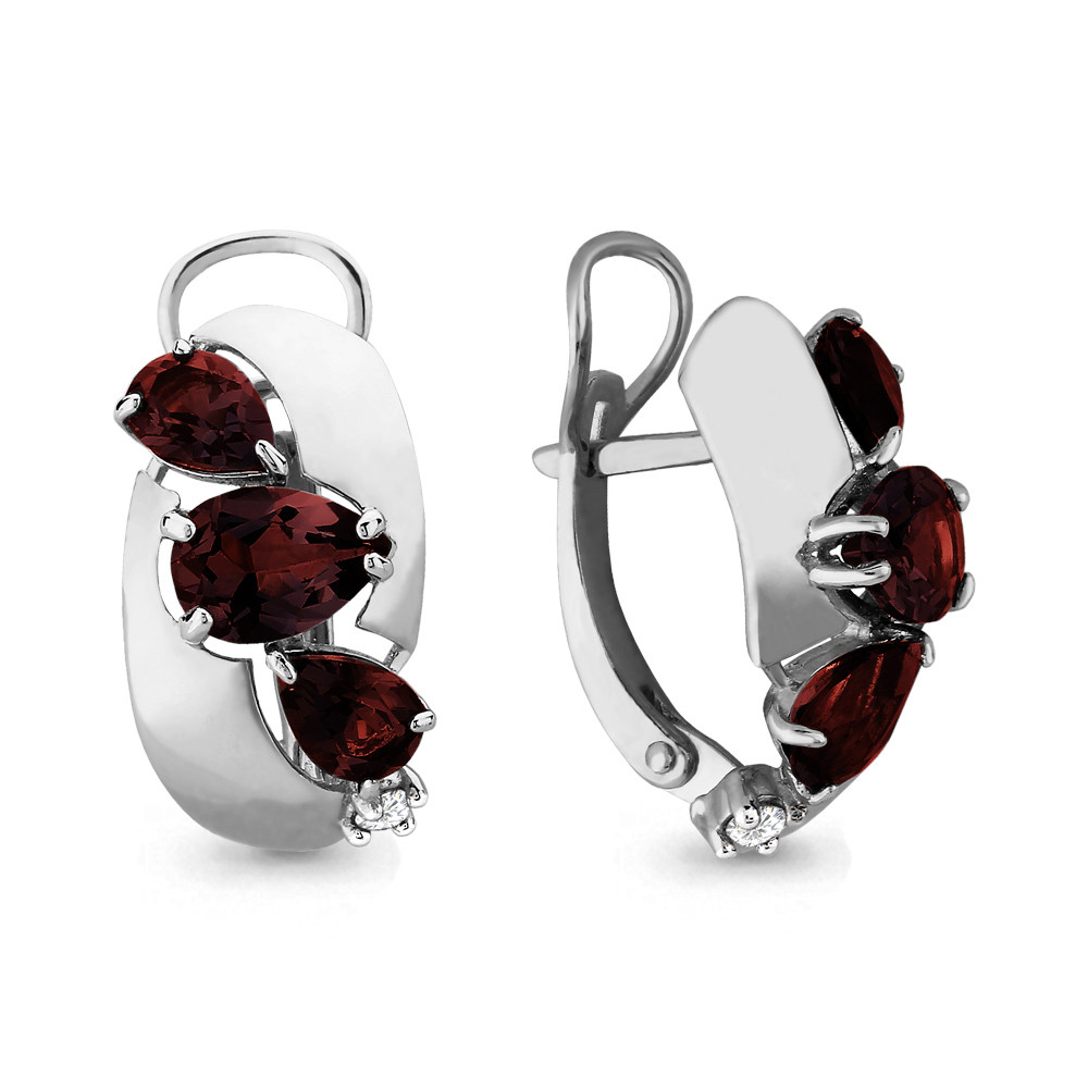 Серебряные серьги с гранатом Aquamarine 4490203