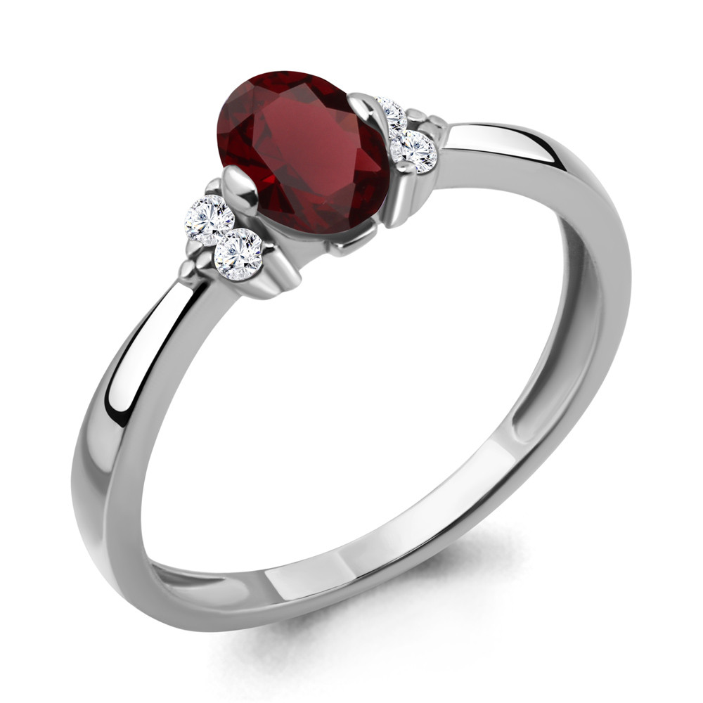 Серебряное кольцо с гранатом и фианитом Aquamarine 6523603А