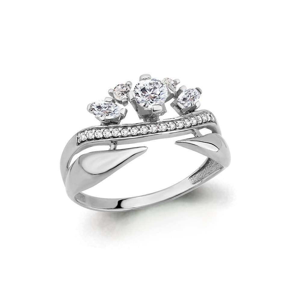 Кольцо из серебра с фианитом Aquamarine 68078А
