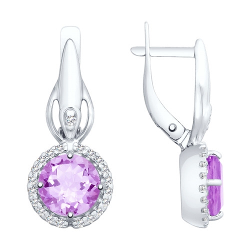 Серьги из серебра с аметистами и фианитами SOKOLOV 92021861