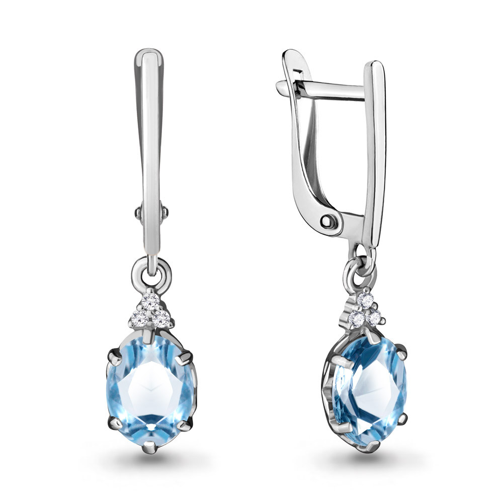 Серебряные серьги с и фианитом Aquamarine 4717205А