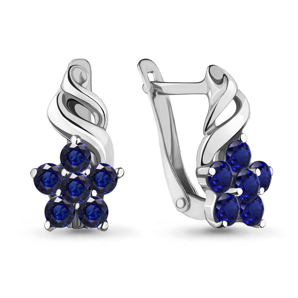 Серьги из серебра с нано сапфиром Aquamarine 45366Б