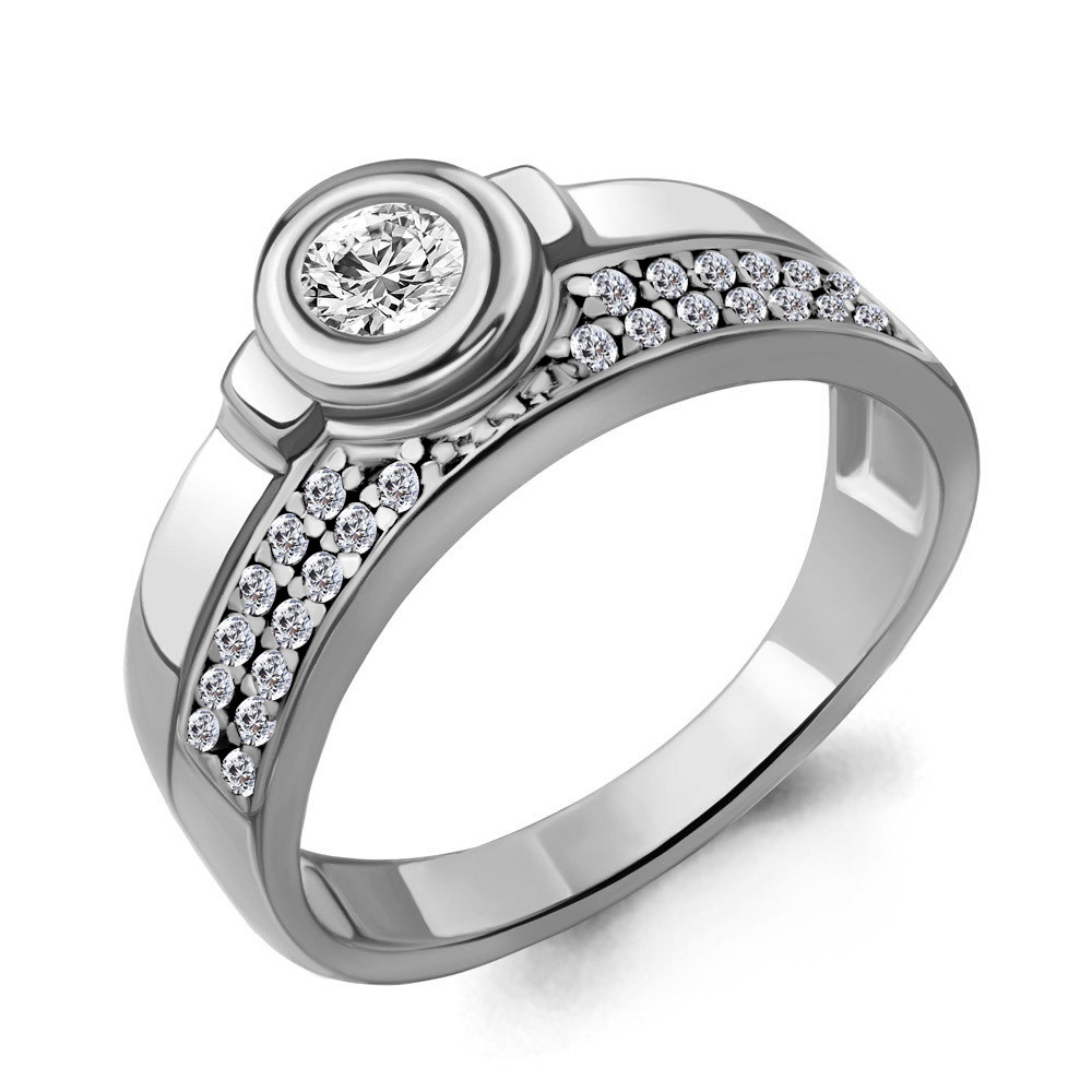 Кольцо из серебра с фианитом Aquamarine 69153А