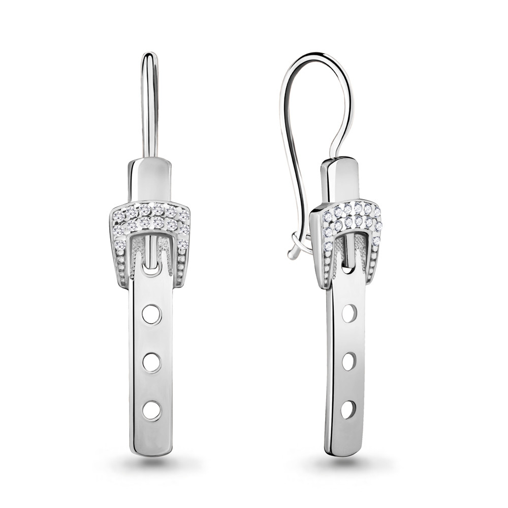 Серьги из серебра с фианитом Aquamarine 46809А