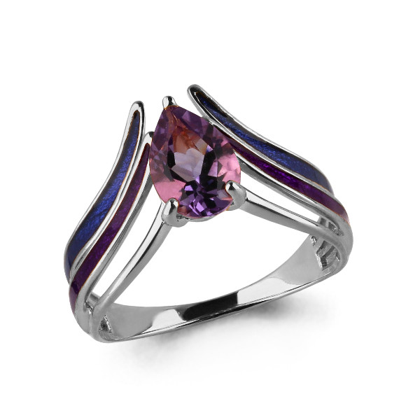 Кольцо из серебра с аметистом и эмалью Aquamarine 6565304