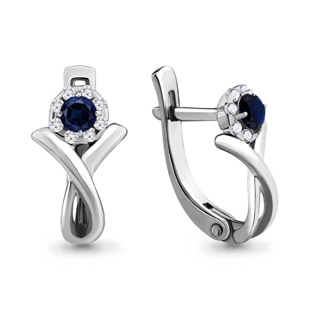 Серьги из серебра с фианитом Aquamarine 46484Б