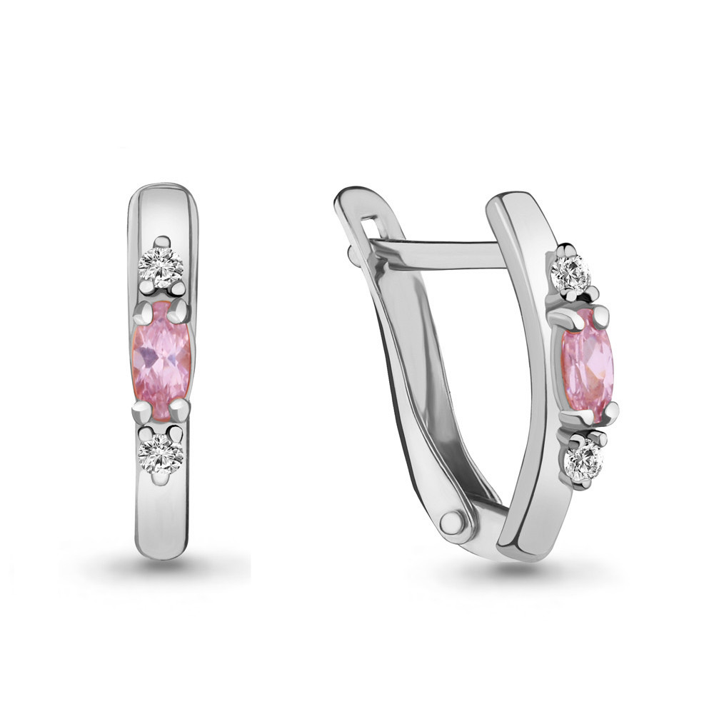 Серьги из серебра с фианитом Aquamarine 46901В