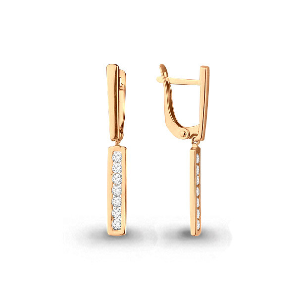 Серьги Aquamarine серебро с позолотой, фианит, дорожка 45517А#