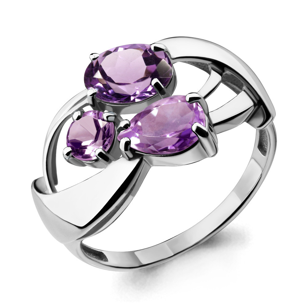 Серебряное кольцо с аметистом Aquamarine 6908504