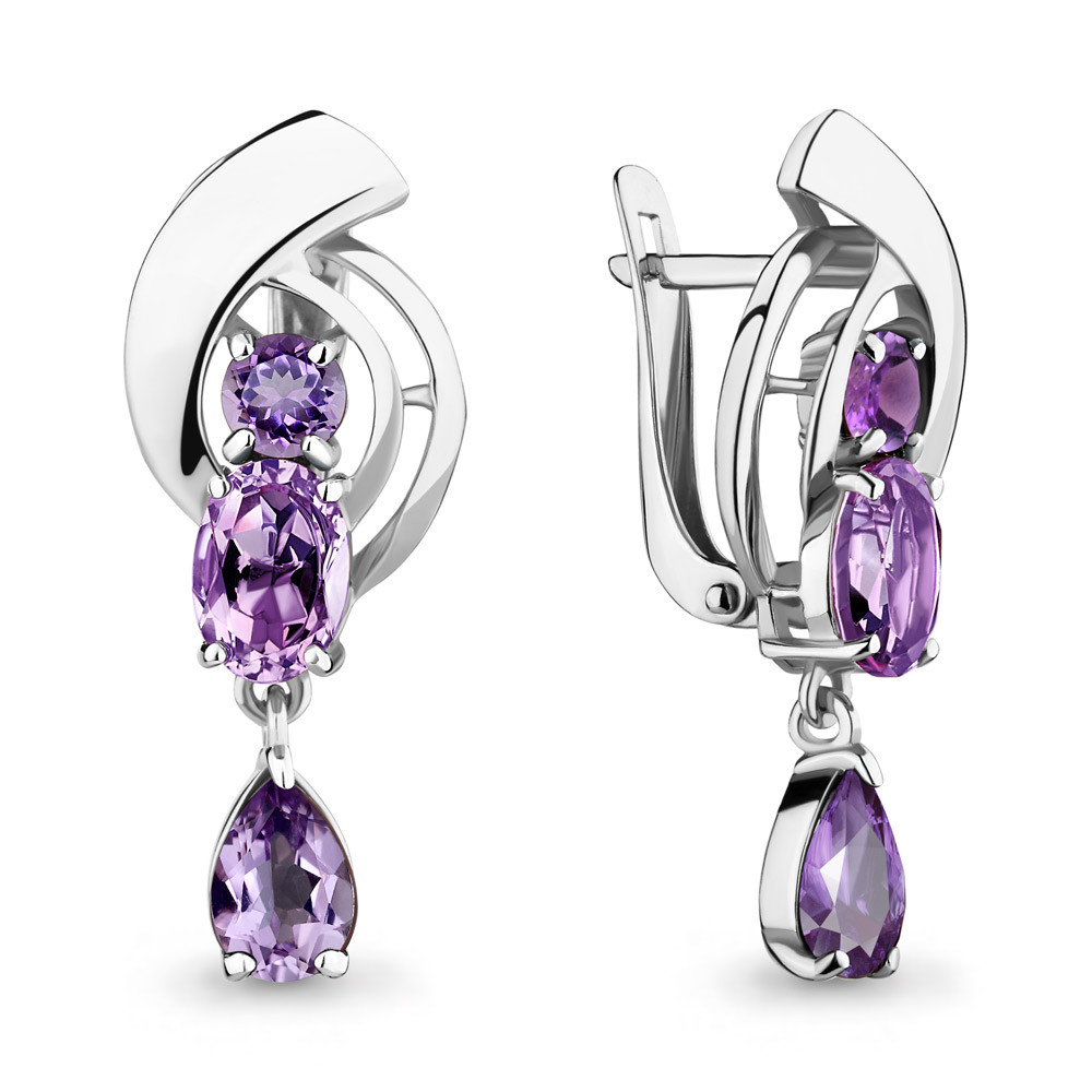 Серебряные серьги с аметистом Aquamarine 4642004