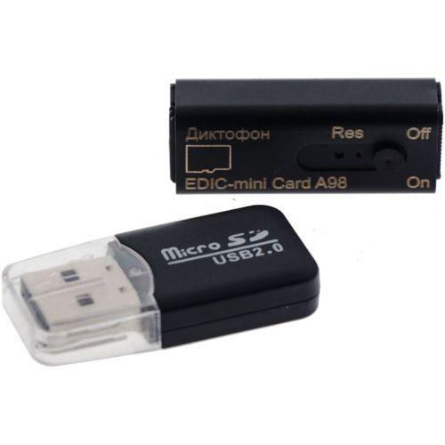 Цифровой скрытный мини диктофон Edic-mini Card A98
