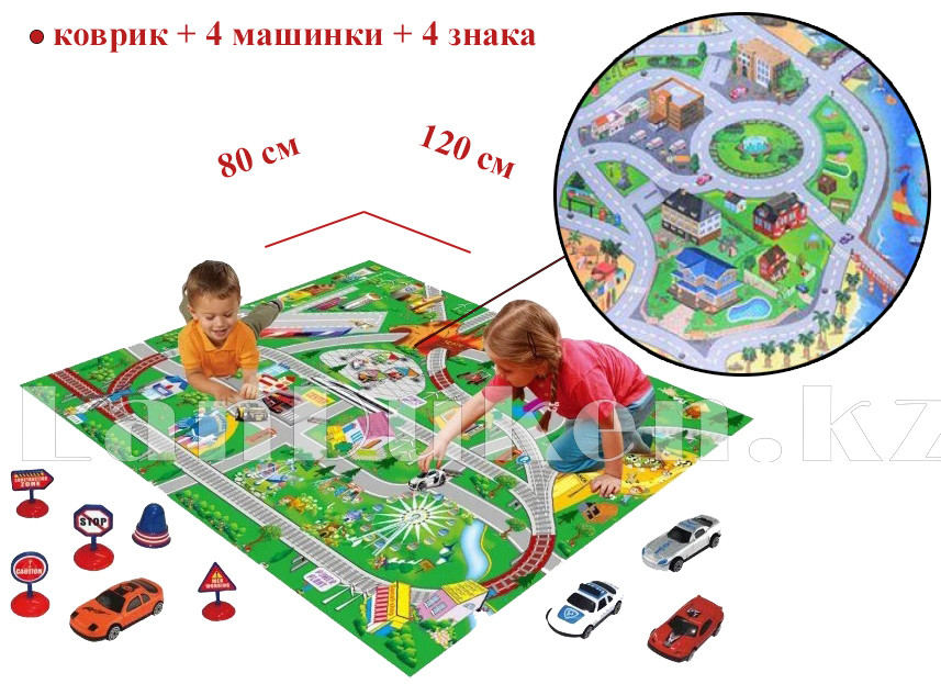 Игровой коврик с машинками и дорожными знаками Детский развивающий коврик Правила движения (тубус)