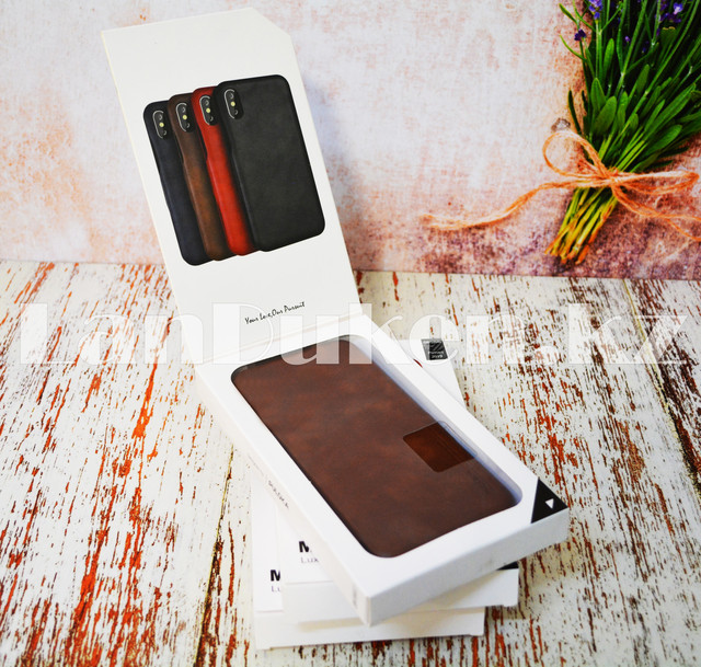 Чехол на Huawei P Smart 2019 (Psmart 2019) кожаный книжка с карманом для пластиковых карт коричневый
