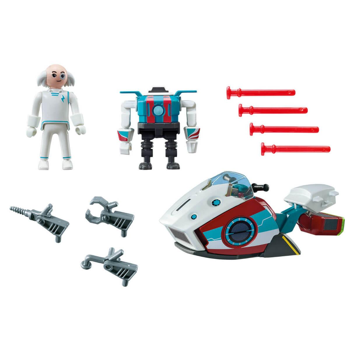 Конструктор Playmobil Супер4: Скайджет с Доктором Х и Робот