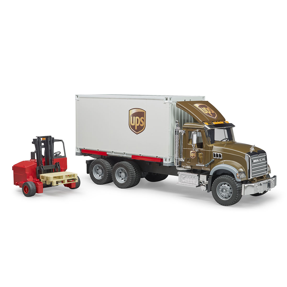 Bruder Игрушечный Грузовик фургон UPS MACK с погрузчиком и паллетами (Брудер 02-828)