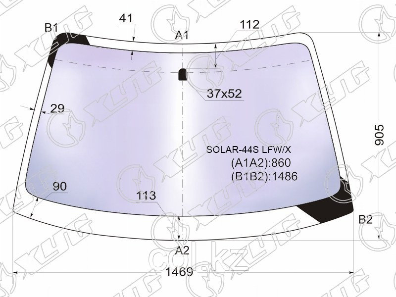 Стекло лобовое атермальное в клей SUBARU IMPREZA 4D 00-07 (Solar-X защита от ультрафиолета)