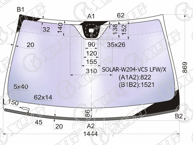 Стекло лобовое атермальное +дд в клей MERCEDES BENZ C-CLASS W204 4/5D 07-14