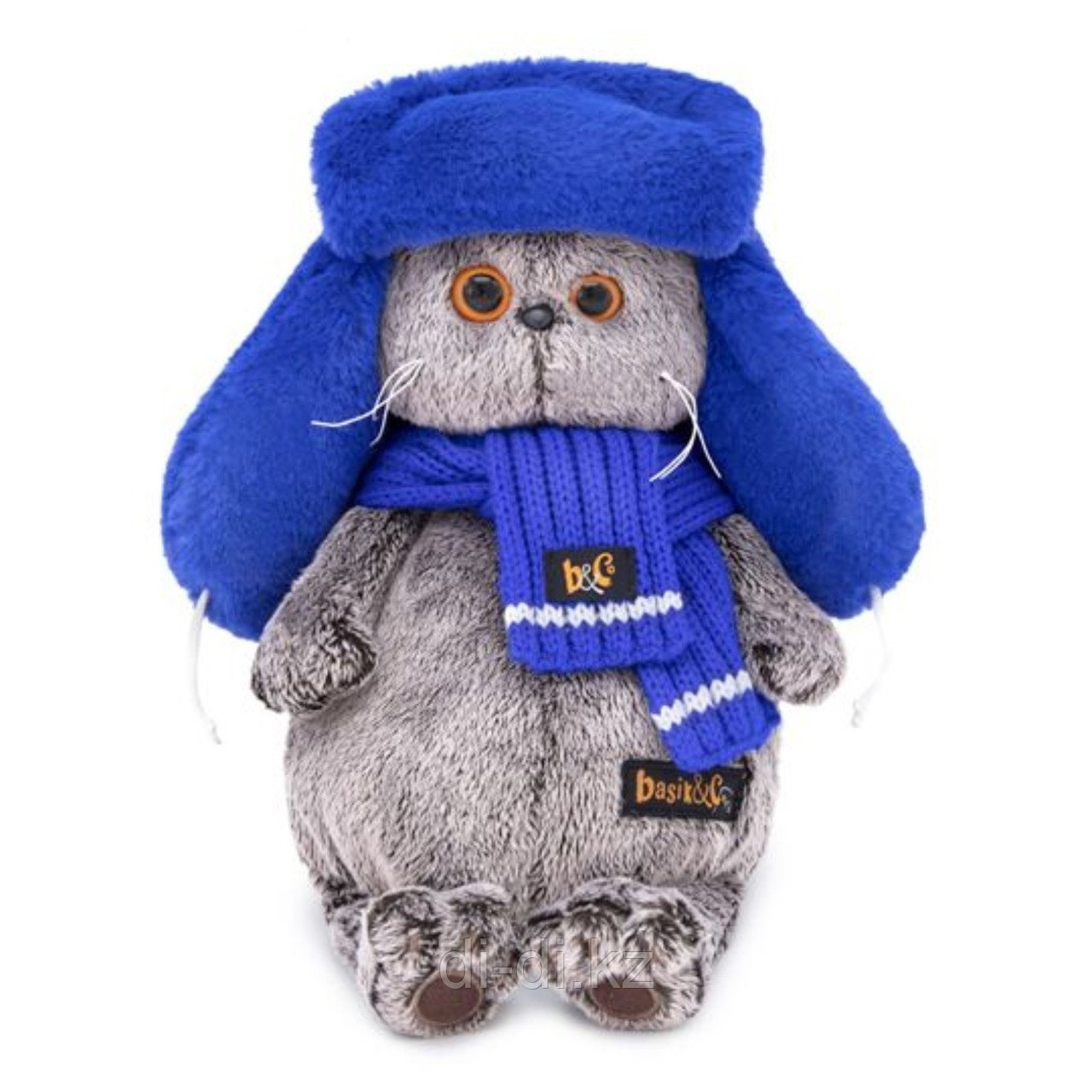 Мягкая игрушка "Басик в меховой шапке", 19 см
