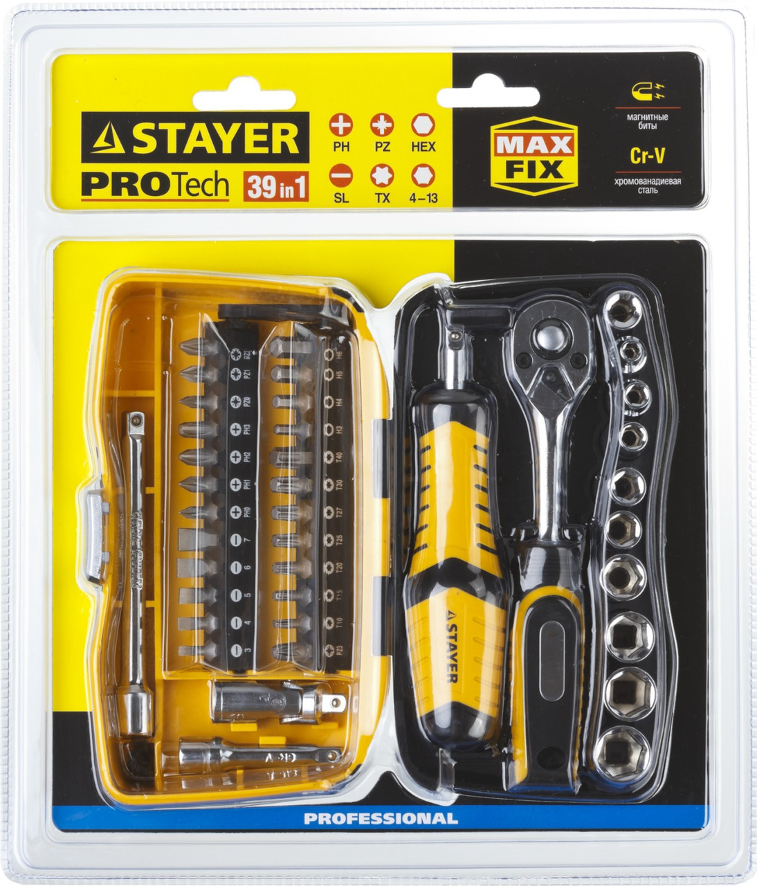 Набор инструмента автомобильный Stayer Professional (биты, трещотка, 39 предметов) - фото 2 - id-p54785372