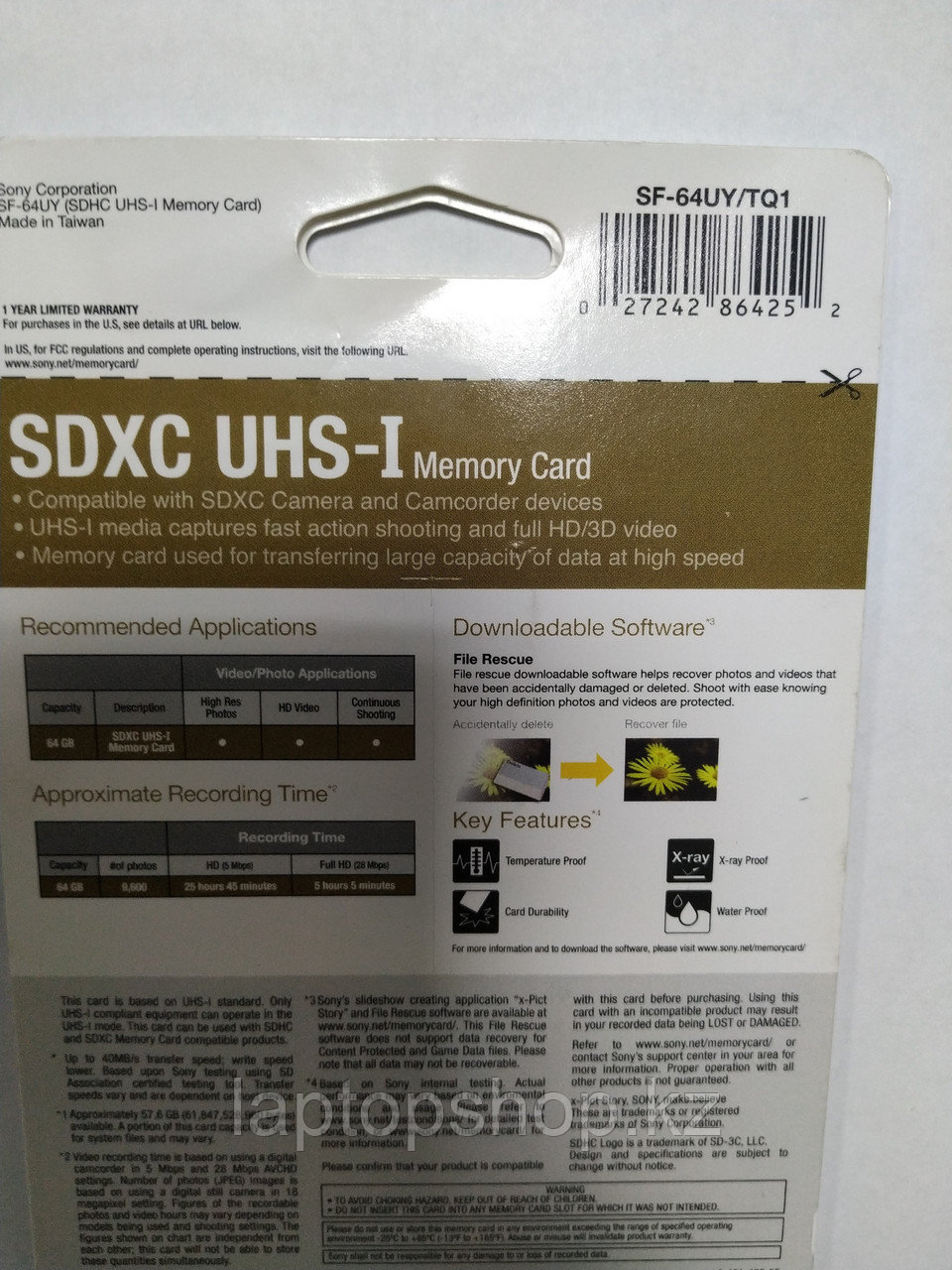 Карта SDHC Sony SF64UY 64GB SDHC UHS-I Class 10 - фото 3 - id-p71208997