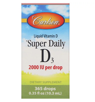 Carlson, Super Daily D3, витамин D3, 50 мкг (2000 МЕ), 10,3 мл (0,35 жидк. унций)