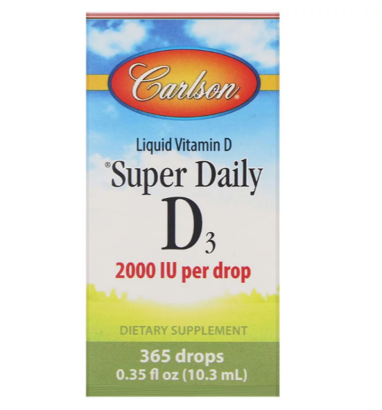 Carlson, Super Daily D3, витамин D3, 50 мкг (2000 МЕ), 10,3 мл (0,35 жидк. унций) - фото 1 - id-p71210061