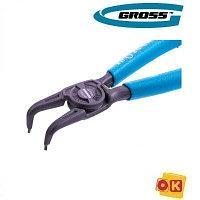 Съемник, 165 мм, для внешних стопорных колец (19-60 мм), изогнутые губки (разжим) Gross 18341