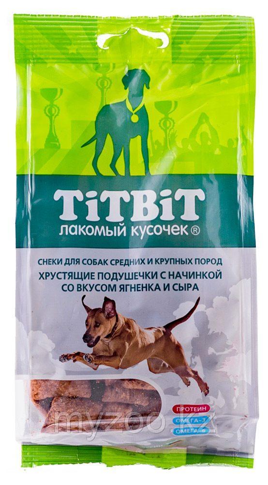 Tit Bit, Тит Бит Хрустящие подушечки с начинкой со вкусом ягненка и сыра для крупных и средних пород 95 г
